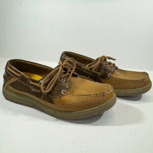 Croft Barrow mens size 10M Brown Leather Lace Up Comfort Walking Boat Shoes